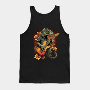 Reptile Playing a Guitar Tank Top